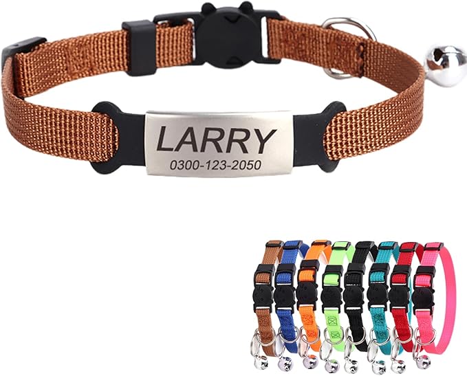 Personalized Kitten Cat Collar with Safe Breakaway Quick Release Buckle Bell ID Tag Custom Name and Phone Number for Boy Girl Cats