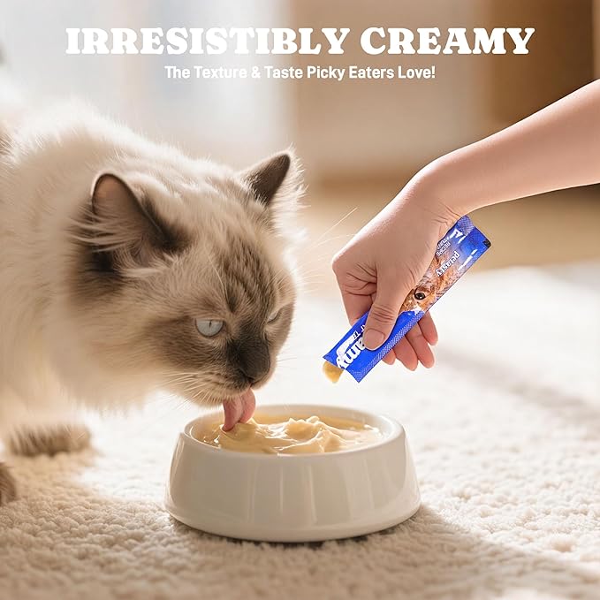 Lickable Cat Treats, High Moisture Hydrating Creamy Puree Squeeze Tubes, Variety Pack, 20 Tubes 0.5oz, Grain-Free, Omega Oils & Vitamin E, Skin & Coat Health, Digestive and Immune Support