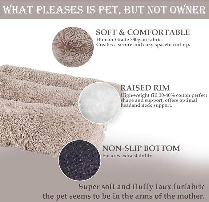 Washable Extra Large Medium Small Size Dog & Cat Bed Indoor, Calming Comfort Fluffy Self Warming Heated Couch Mat for Creat Cage, Heating Sofa Pad & Furniture for Big Sized Pet Puppy Bunny Rabbit Car