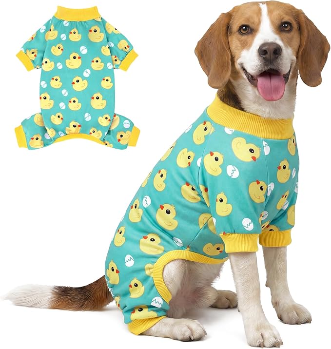 XPUDAC Dog Pajamas Soft Stretchy Duck Dog Clothes for Small Medium Dogs Pet Jumpsuit Cat Apparel-2XL