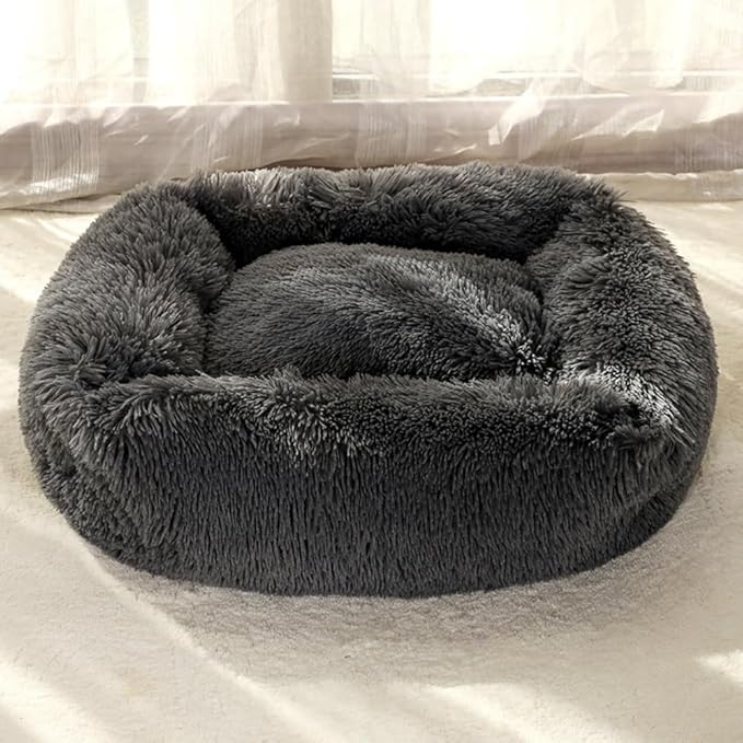 Donut Dog & Cat Bed - Soft Plush Self-Warming Cave for Cats & Small to Medium Dogs | Calming Cuddler with Improved Sleep & Comfort(Light Pink,31.5X5.91X25.59 in)