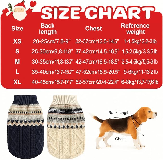 Knit Dog Sweater Turtleneck Cat Cold Weather Pullover Pet Vintage Cable Thick Warm Winter Clothes for X Small Dogs Cats Medium Pug Dachshund Yorkie (Beige, Small)
