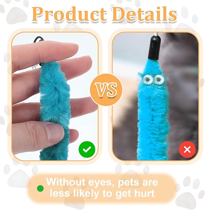 24 PCS Cat Worm Toy Refills, Cat Wand Toy Replacement Interactive Cats Wand Replacement Cats Toys Interactivefor Teaser for Kitten