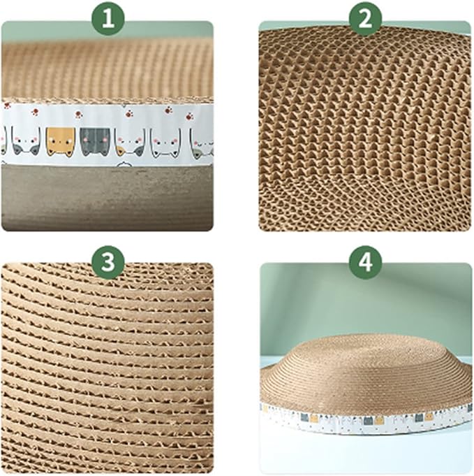 Round Corrugated Cat Scratcher Bed for Furniture Protection, Anti-Scratch Cat Scratching Pad
