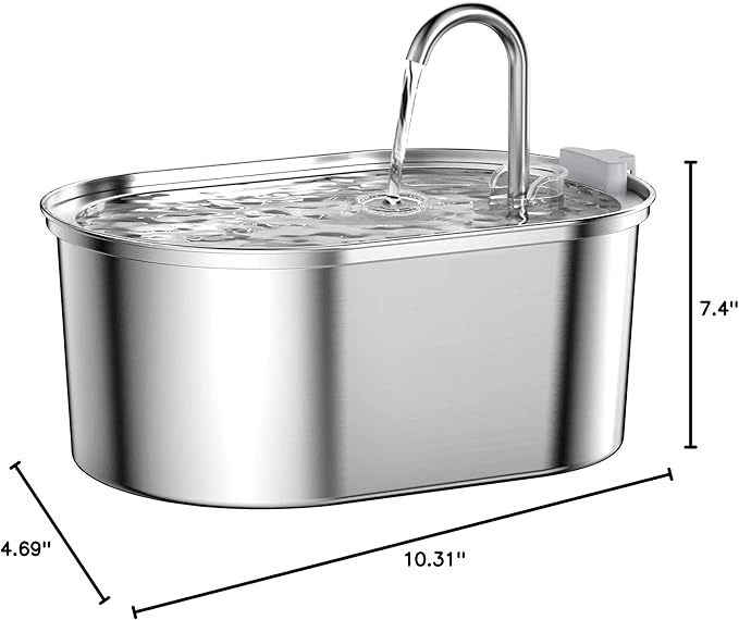 Cat Water Fountain Stainless Steel: 108oz/3,2L Pet Water Fountain - Water Fountain for Cats Inside with Quiet Pump - Dishwasher Safe Cat Fountains - Suitable for a Variety of Pets - SOOFPET