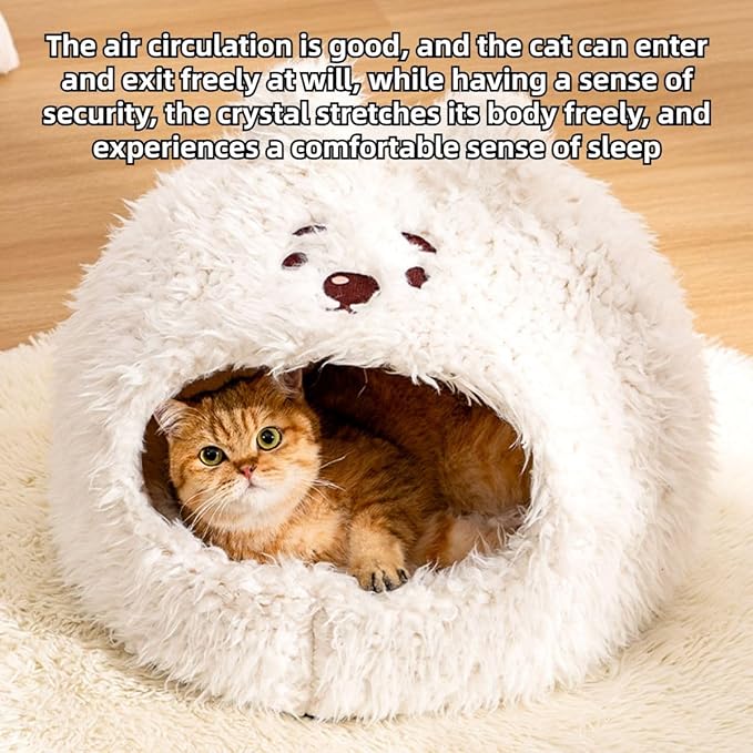 Animal Design Pet Bed Cat Dog Bed for Indoor Cats Pet Tent Cave with Removable Cushion Plush Half-Enclosed Warm House for Cats Small Dogs Kitten Puppy Sleeping (Rabbits,Small)