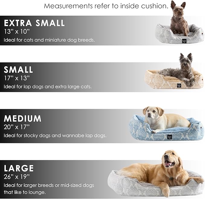 Nicole Miller New York PET Mod Damask Plushy Bolster Pet Bed, Cozy & Calming, Non-Slip Bottom, Machine Washable Cover, Taupe, Medium 30"x23"x8"