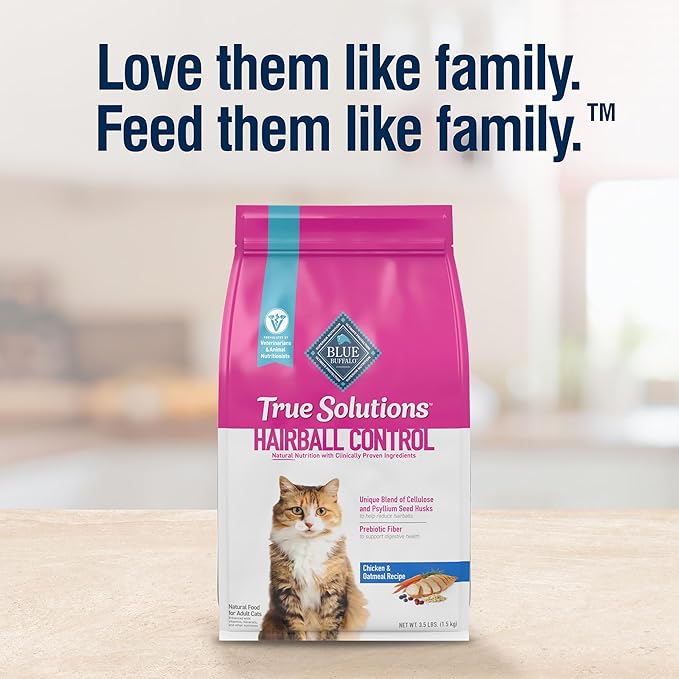 Blue Buffalo True Solutions Hairball Control Natural Dry Cat Food for Adult Cats, Chicken, 11-lb. Bag