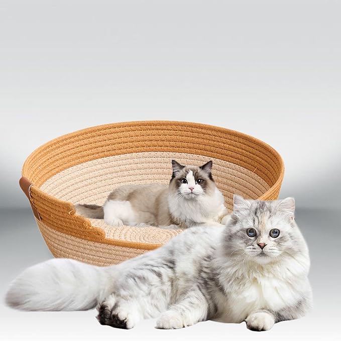Cotton Rope Woven Cat Bed Basket, Cat Scratcher Rest Nest, All Four Seasons, Pet Supplies Dog Bed for Indoor Dogs, XL