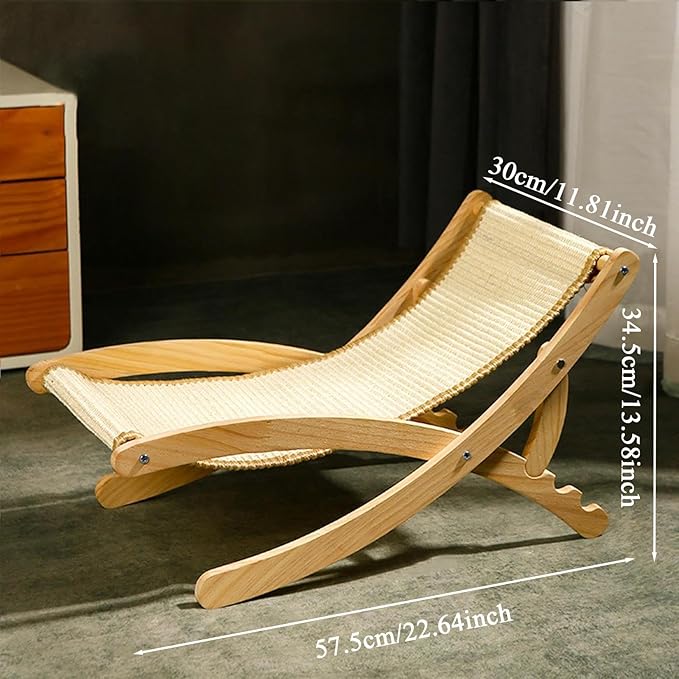 Foldable Cat Lounger - Adjustable Pet Chair, Space-Saving Foldable Bed for Cats, Comfortable Lounging and Resting Accessory, Portable Pet Furniture Tool for Travel Veterinary Bedroom Patio Living Room