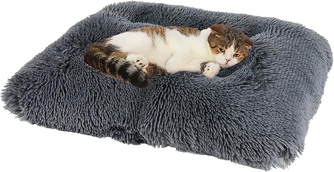 Washable Extra Large Medium Small Size Dog & Cat Bed Indoor, Calming Comfort Fluffy Self Warming Heated Couch Mat for Creat Cage, Heating Sofa Pad & Furniture for Big Sized Pet Puppy Bunny Rabbit Car