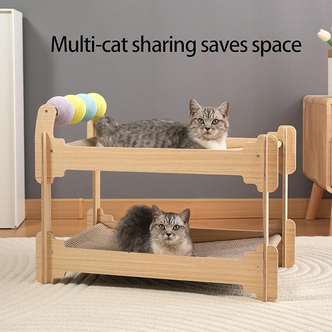 Layer Cats Sisal Pad Wood Construction Indoor Scratcher Tree House for Rest Furniture Protections Wooden Bed with Post