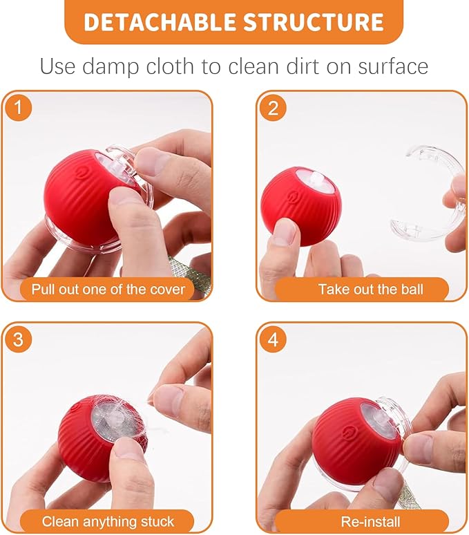 Interactive Cat Toys for Indoor Cats Smart Automatic Ball Rolling for Bored Kitten Pet Upgraded Speedy Moving Chase Dogs Toy Mothers Day Gifts Red