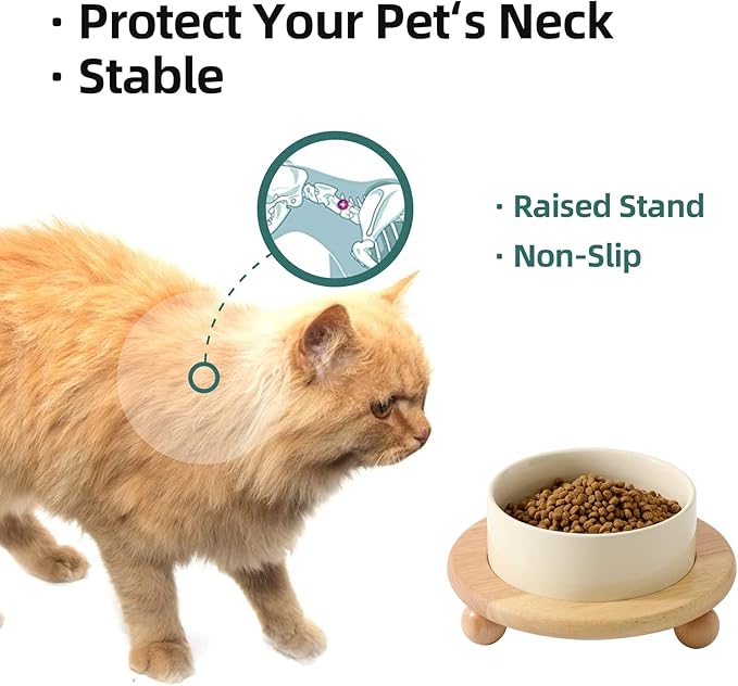 Havniva Raised Cat Bowls Water Bowl 5.1” Elevated Ceramic Cat Food and Water Bowl Whisker Friendly Pet Food Bowls for Indoor Cats, Wide Cat Water Dish Prevent Whisker Fatigue Non Slip Cat Feeder