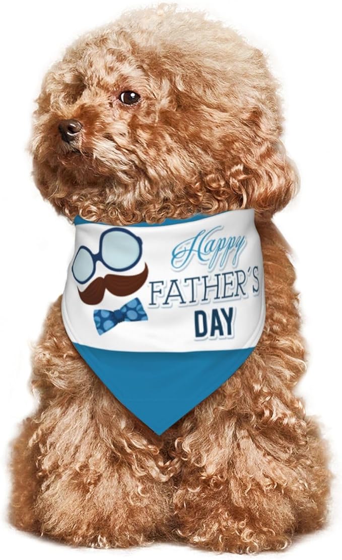 Happy Father's Day Dog Bandana Adjustable Reversible Triangle Dog Scarf Scarves Pet Bibs Costume Accessory Decor for Cats