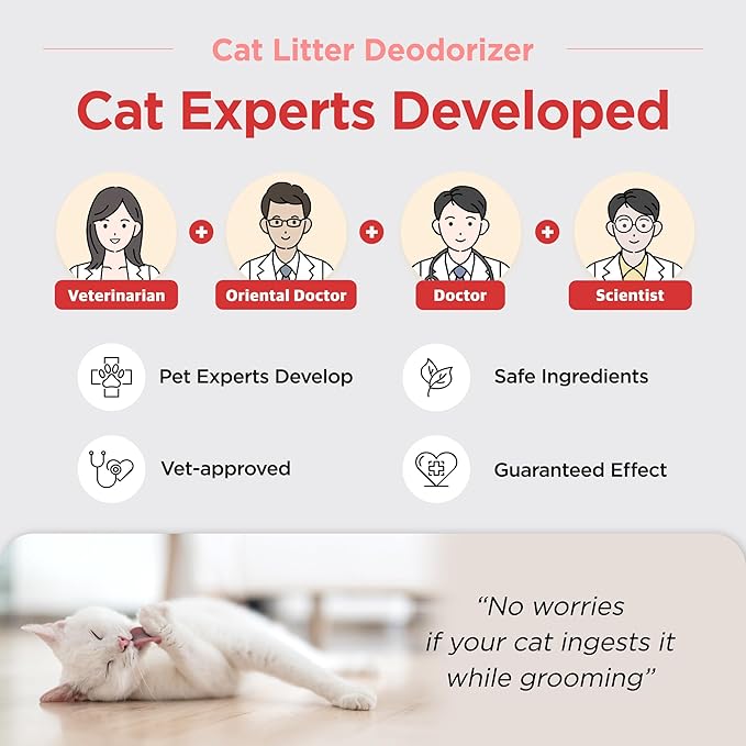 JAYU PET Cat Litter Deodorizer - Litter Box Odor Remover Eliminator with Charcoal & Baking Soda, Controls Cat & Kitten Litter Smells, Fresh Phytoncide Scent for a Cleaner Home 14oz (400g)