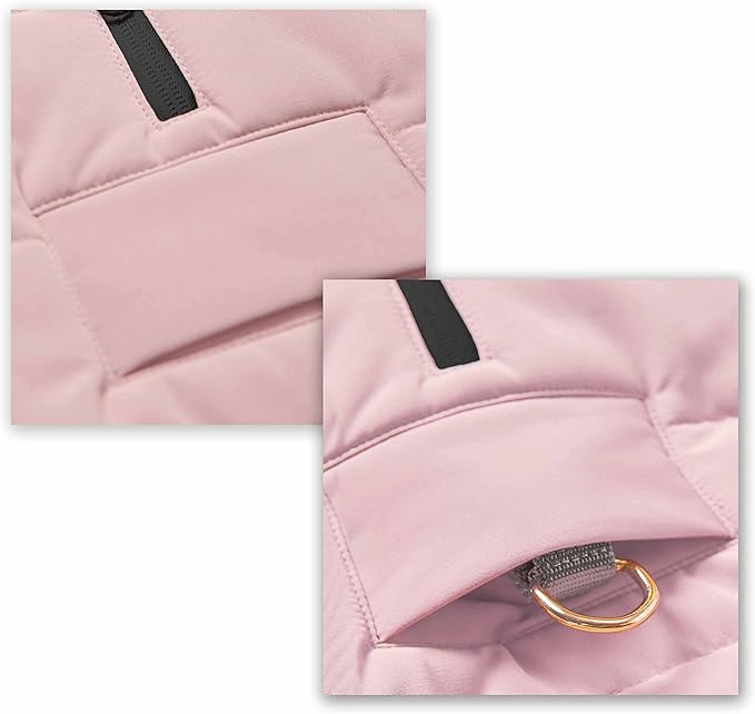 Blueberry Pet Cozy & Comfy Windproof Waterproof Quilted Fall Winter Dog Puffer Jacket in Pink, Back Length 12", Size 10", Warm Coat for Small Dogs