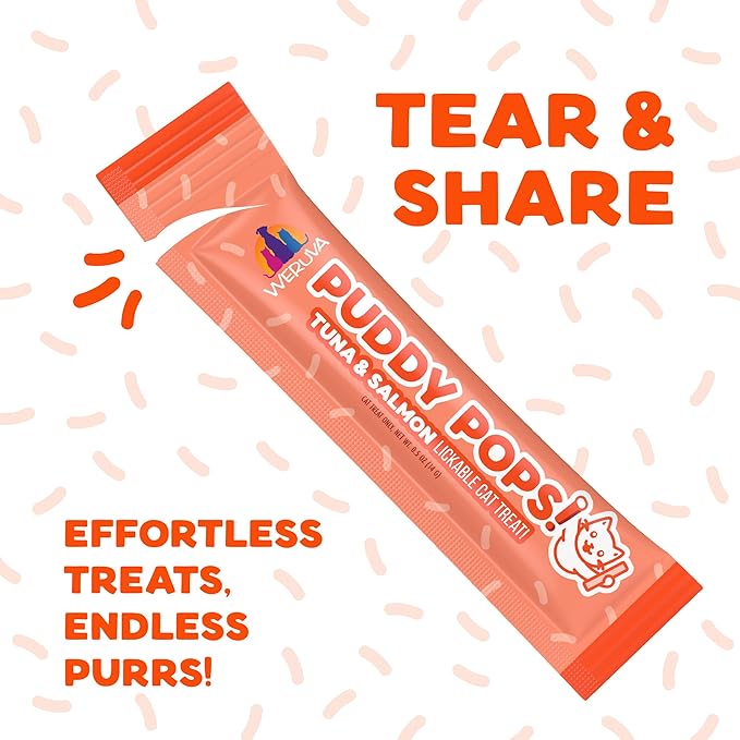 Weruva Puddy Pops, Tuna and Salmon Lickable Cat Treats, 0.5oz Tube, Pack of 5