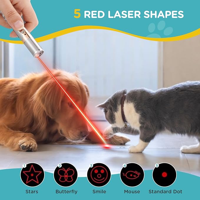 Koackl Cat Toy for Indoor, USB Rechargeable Cat Toy, 3 Light Colors Cat Interactive Toys for Dogs, Cats, Pet Chase Toy for Fun Playing Training Exercise Indoors