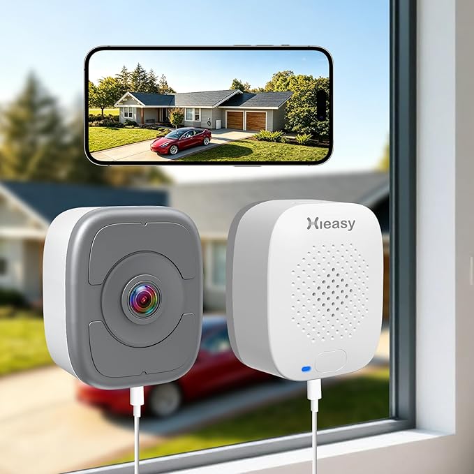 5MP 3K Window Camera, Indoor Camera for Outdoor Monitoring Through Glass, 2.4GHz/5GHz WiFi, Full Night Vision, AI Human Vehicle Detection, No Subscription, 24/7 Recording, Easy Installation