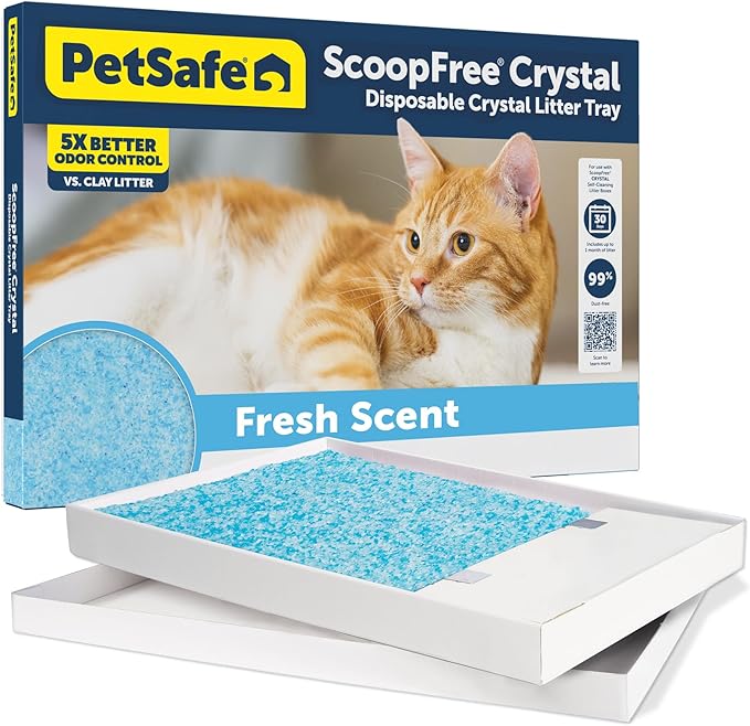 PetSafe ScoopFree Crystal Cat Litter & Refill Tray with Lid, Fresh Scent, 4.3 Lb Bag with Tray
