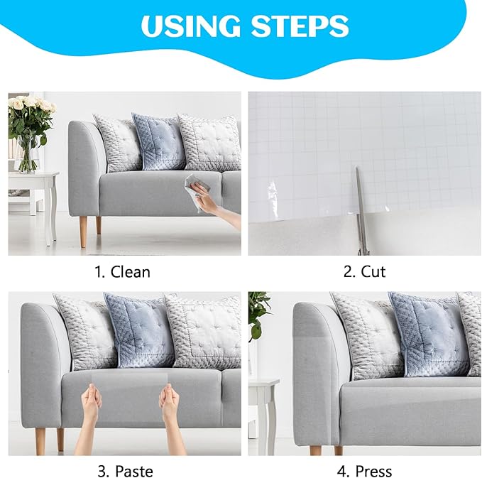 Anti Cat Scratch Furniture Protector, Couch Corner Protectors for Cats, Furniture Protectors from Cats Scratching, Walls, Doors with 50 Twist Pins (15.7" x 118")
