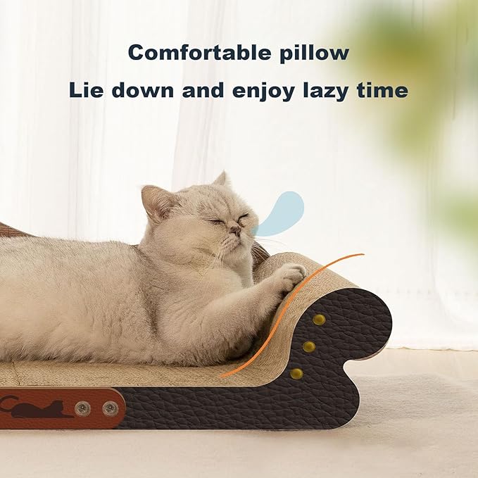 Cat Scratcher,Premium Cat Scratching Board Large Cat Scratcher Bed Pet Scratching Board Oversized Scratch Lounge Cat Bed Furniture Protector Cat Couch Scratcher Cardboard Black