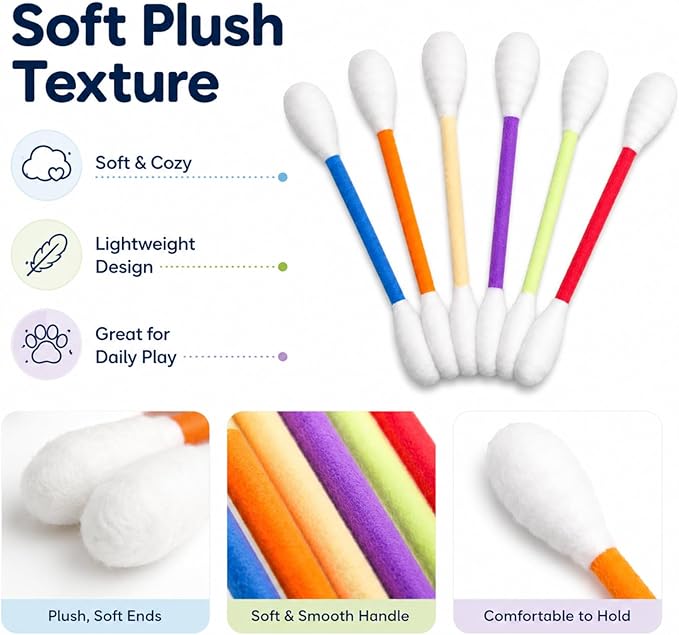 6 Pack Cat Q Tip Toys with Catnip, Giant Cotton Swab Cat Toy for Indoor Cats, Soft Interactive Kitty Toy for Kittens, Bored Cats, Exercise, Kicking, Chewing & Play