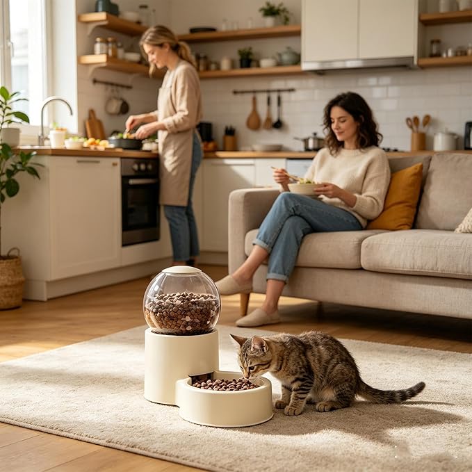 Pet Feeder - Automatic Dog Feeding Bowl | Reliable Flexible Large Capacity Puppy Water Dispenser for Home Vacation Indoor Living Room Travel Weekend Trip Backyard