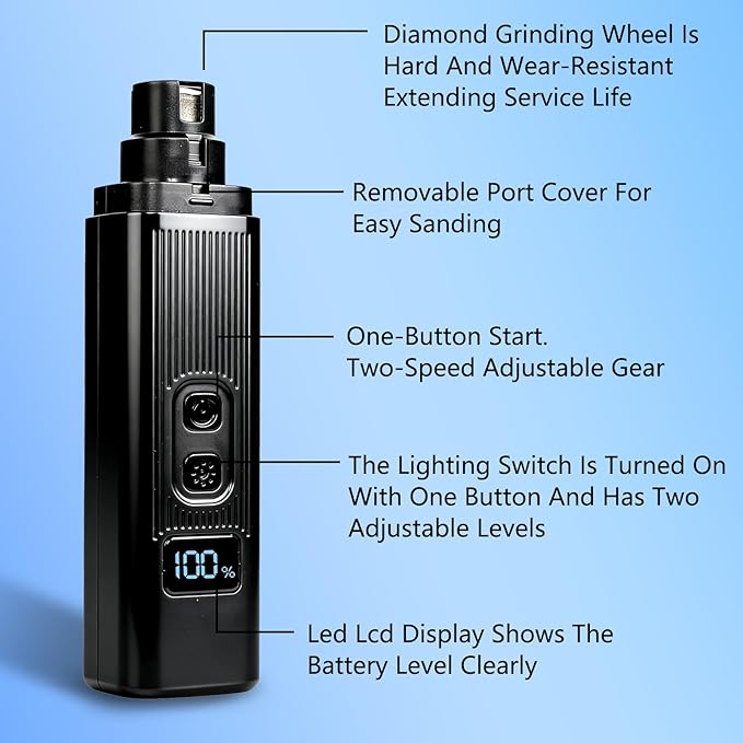 Safe Cut Cat Nail Trimmer,Two Adjustable with 360° Grinding Settings,Cat Nail,Dog Nail Trimmers,Low-Vibration Ultra-Quiet,Powerful Enough for All Dogs/Cats(Black)