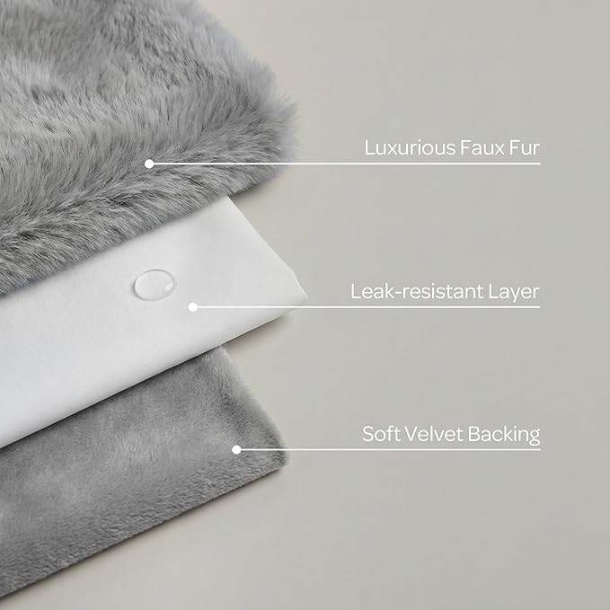 4 Cats & Dogs Leak Resistant Mini Faux Fur Throw, Soft European Faux Fur Pet Blanket, Velvet Backing, 40 x 30 Inch Cozy Furniture Protector for Pets, Machine Washable (Grey)