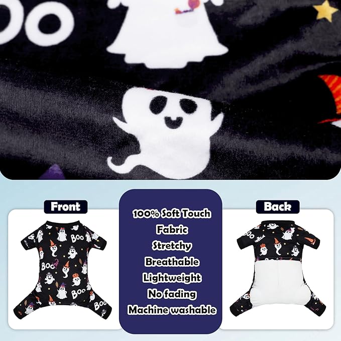 CuteBone Fleece Dog Halloween Pajamas Clothes Puppy Jammies Pet Apparel Cat Onesie for Chihuahua Yorkie Frenchies P305M