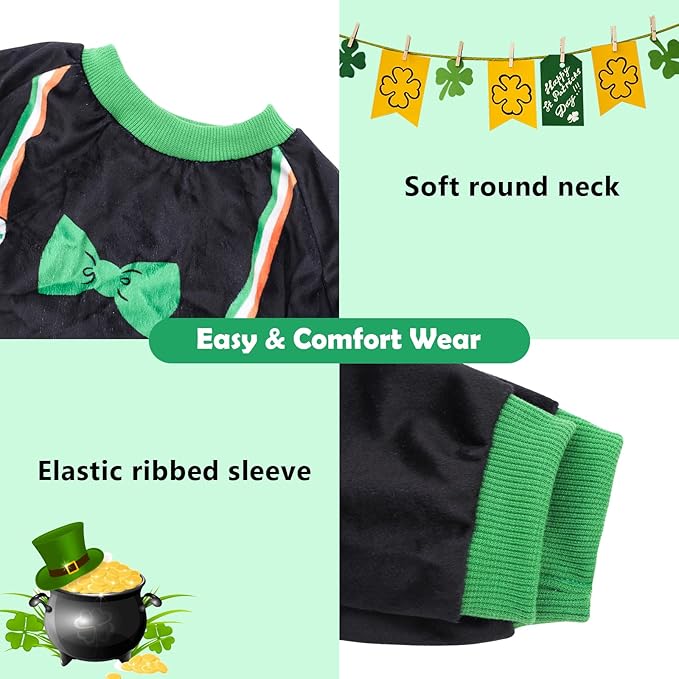 CuteBone Dog Pajamas St.Patrick's Day Puppy Onesies Small Dogs Soft Pjs Coat Cat Apparel Comfy Pet Clothes Outfit Doggie Bodysuit P327S