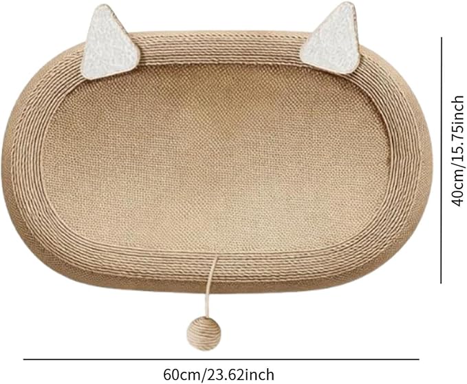 Cat Scratching Bed, Scratching Tray, Oval Cat Scratching Board, with Ears