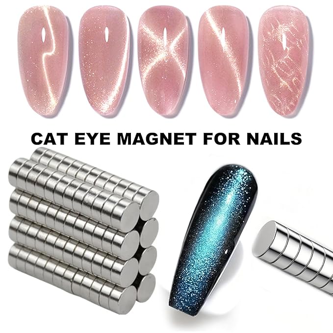 100pcs 6×3mm Round Mini Magnets for Acrylic Nail Clippers, Multi-Use Neodymium Magnet for Measuring Artificial Nail Length, Cat Eye Nail Art, Fridge Magnets, Crafts, Office Supplies