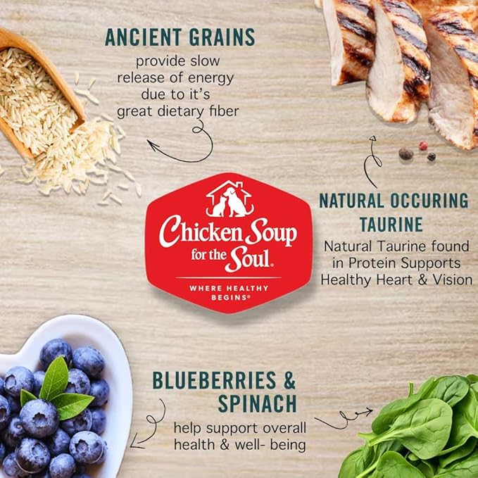 Chicken Soup for The Soul All Natural Premium Dry Kitten Food, Real Meat First Ingredient, No by-Products, Supports Brain & Vision Development, Chicken, Brown Rice & Pea, 12lb