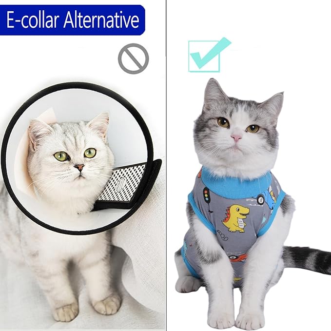 kzrfojy Cat Recovery Suit Cat Onesie for Cats After Surgery Female Male Spay Kitten Neuter Surgical Bodysuit Post Surgery Cone of Shame Alternative Anti Licking (Gray, Medium)