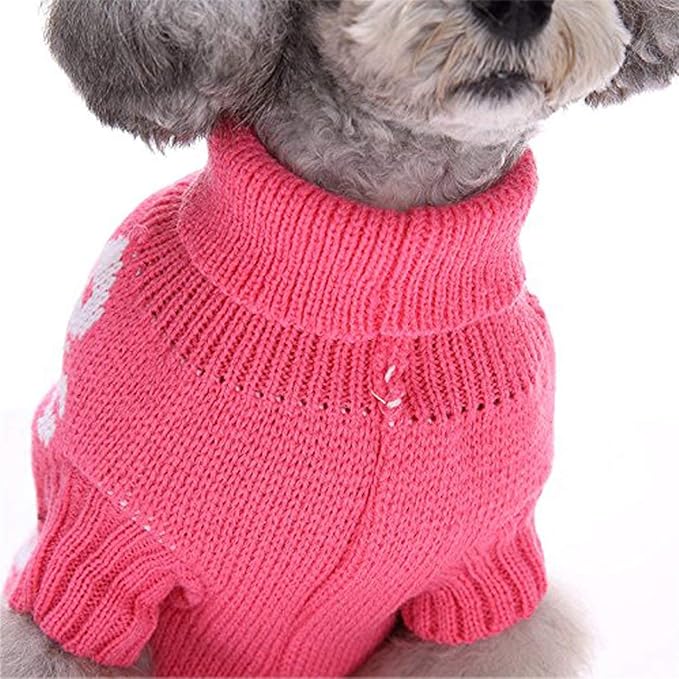 S-Lifeeling Skull Dog Sweater Holiday Halloween Christmas Pet Clothes Soft Comfortable Dog Clothes - Pink,L