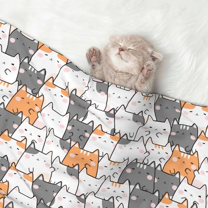 Pet Blanket,Warming Ultra Soft Warming Mat for Indoor Pet Beds & Furniture Reversible Blanket Machine Washable 27.6 * 19.7Inch,Cute Animals Pattern