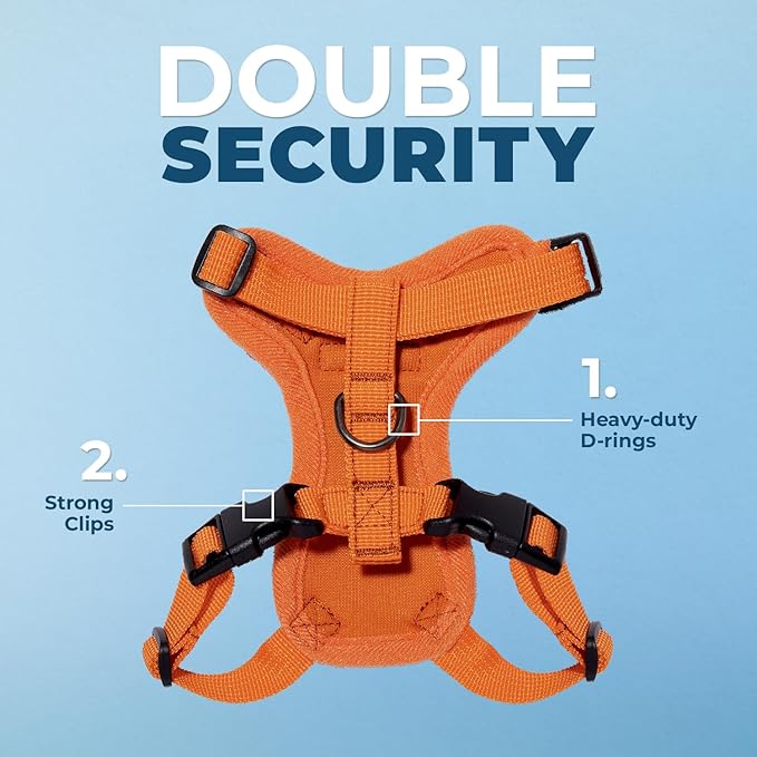 Voyager Escape-Proof Step-in Lock Cat Harness & 5ft Neoprene-Handle Leash Set All-Weather Mesh with Reflective Stitching for Small to Large Cats by Best Pet Supplies, Orange, XXS