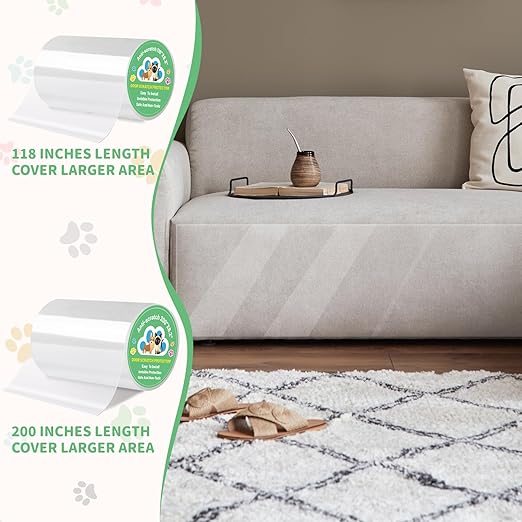 Cat and Dog Scratch Furniture Protector, 118" x 8.2" Transparent Self-Adhesive Cat Scratch Protector, Couch Corner Door Wall Bed Anti-Scratch Guard