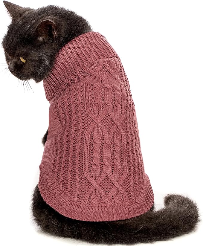 Stretchy Cat Sweater - 17 Colors & 6 Sizes | Snug Winter-Ready Knit for Boy/Girl Cats & Kittens(Maple Leaf Red, Medium)