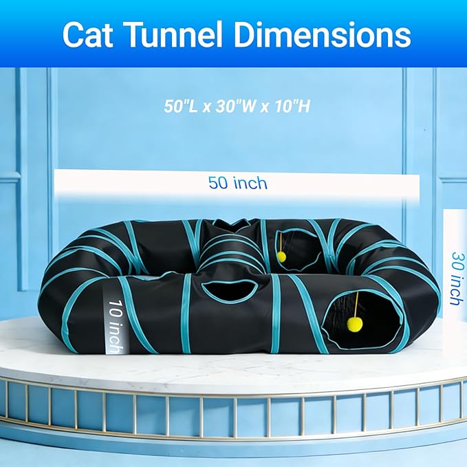 Interactive Cat Toys, Fast Rolling Toy Ball in Figure-8 Cat Tunnel, Automatic cat Toy for Indoor Cats, Cat Hunting Toys for Indoor Cats