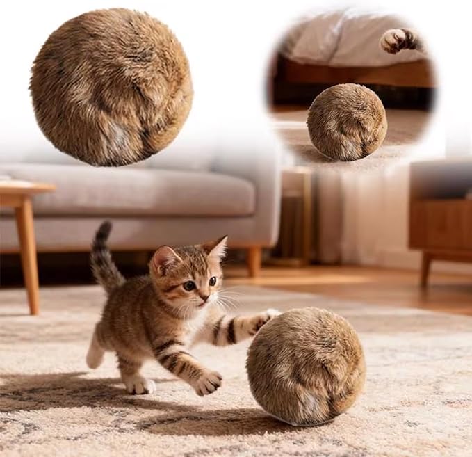 Rabbit Fur Ball Cat Toy, Soft Fluffy Rabbit Fur Cat Toys, Furry Catnip Rabbits Furs Balls with Washable & Fun to Chase, for Kicks & Games, for Indoor Exercise Ball & Bonding Cat (5PCS)