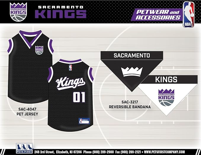 Pets First NBA Sacramento Kings Dog Jersey, X-Large - Tank Top Basketball Pet Jersey