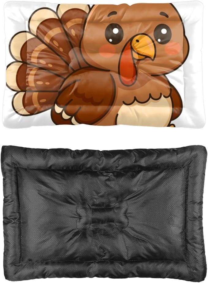 Cute Turkey Illustration Dogs Mat Easy to Wash Dog Bed Dog Pad for Bed Rectangle Cat Non- Slip Bottom Travel Accessories Multi- Scenario Big Beds Gift Printed Pet Pad 36× 24 Inch