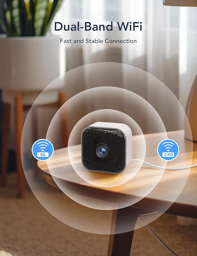 GNCC 2K Cameras for Home Security Indoor, 2.4G/5G Pet Cam with Phone App, Mini Dog Camera w/Motion Detection, 2 Way Audio, Works with Alexa, Cloud Subscription Required, Fixed View, Plug-in, 4Pack