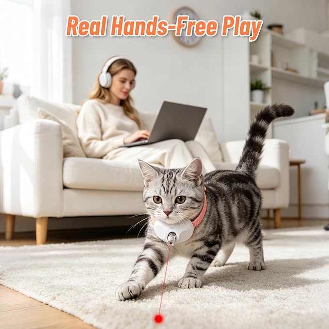 Obfuscate Automatic Laser Cat Toy with Adjustable Laser Head and Bendable Collar,USB Rechargeable,Flashing and Steady Modes,Smart Auto-Off,Interactive Cat Toys for Indoor Cats and Kittens