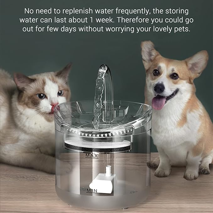 Cat Fountain, Pet Water Dispenser Water Bowl 1.8L Cat Water Fountain with Triple Filtration Automatic Pet Drinking Waterer Bowls Transparent for Indoor Cat Dog