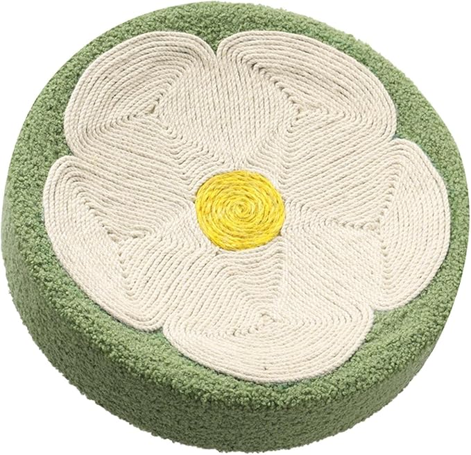 Cat Scratcher Bowl Sisal Scratching Board Lounge Bed Furniture Protector Sofa Couch 15.35inch Green Flower